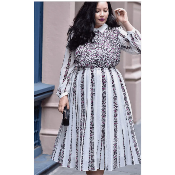Lane Bryant Dresses & Skirts - Girl With Curves x Lane Bryant Pleated Animal Print Midi Dress Size 26‎ NWT